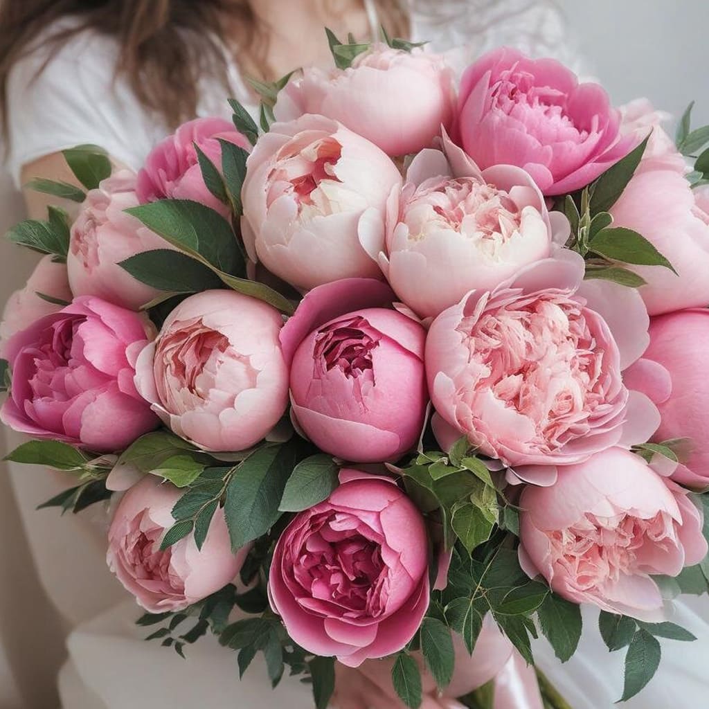 Romantic Pink Roses and Peonies