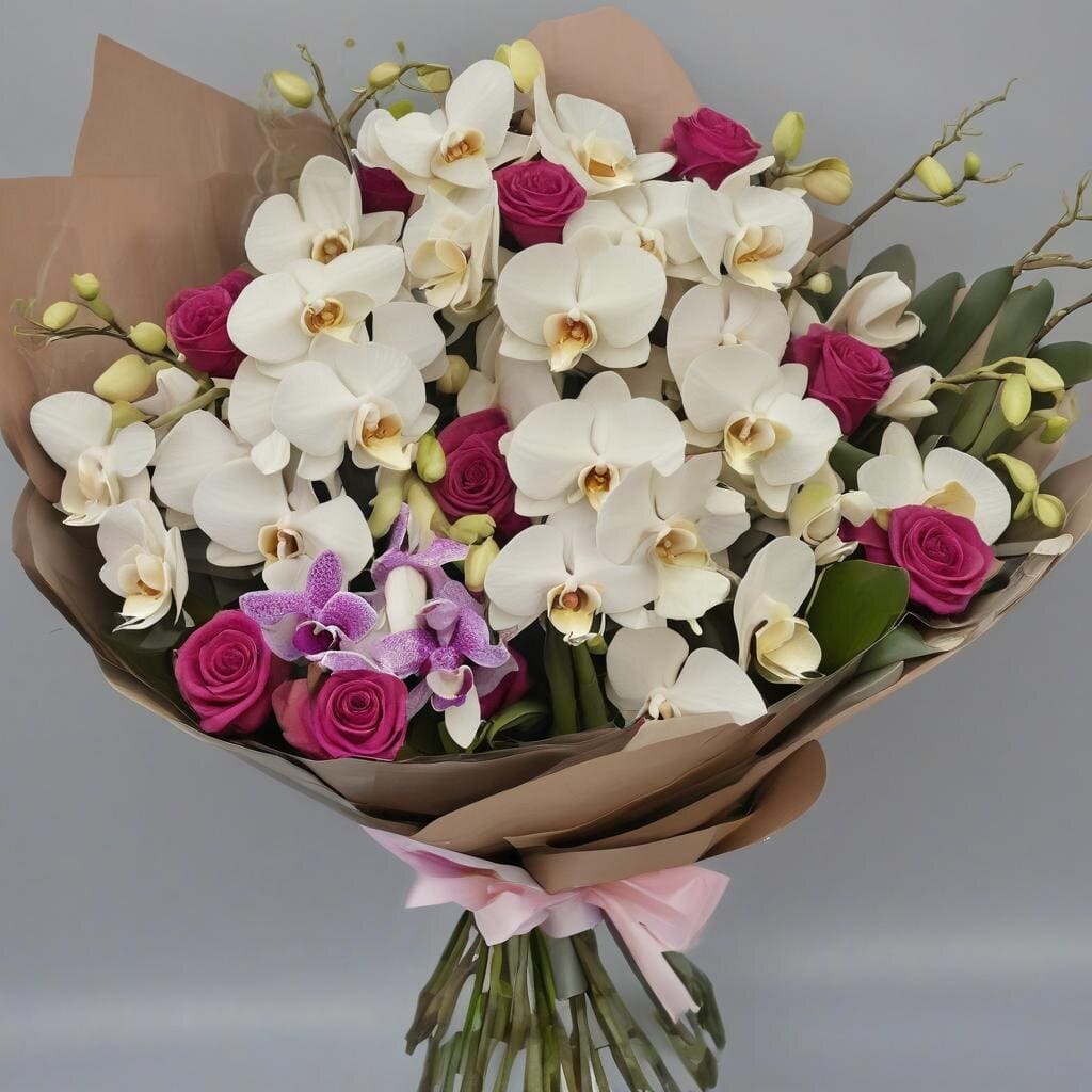 Exquisite Orchid and Rose Display